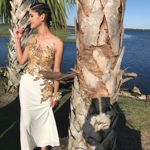 White/Gold Prom Dress